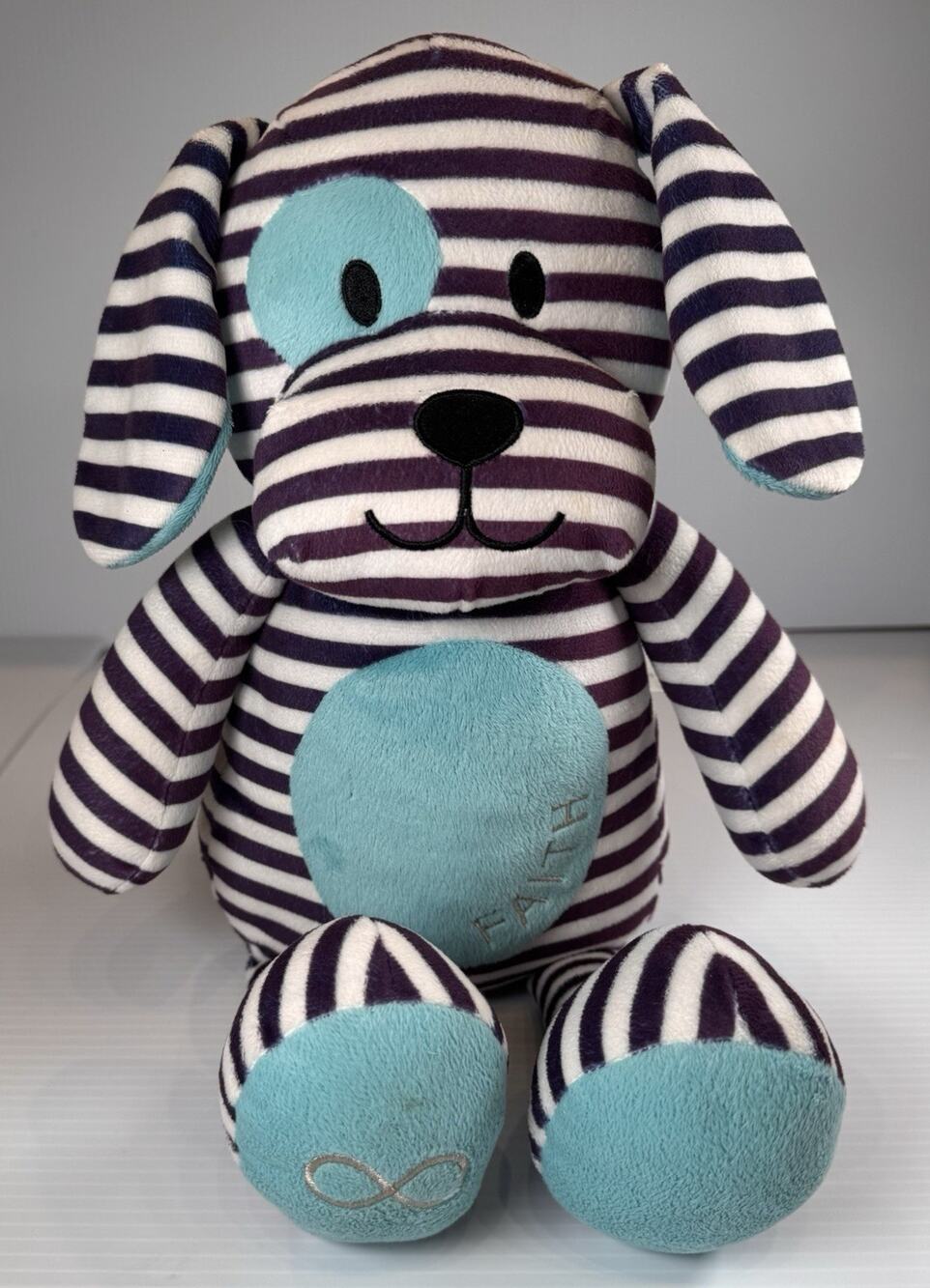 Bella Tunno Poetic Plush Faith Striped Puppy Dog Lovey Infinity Symbol Nursery